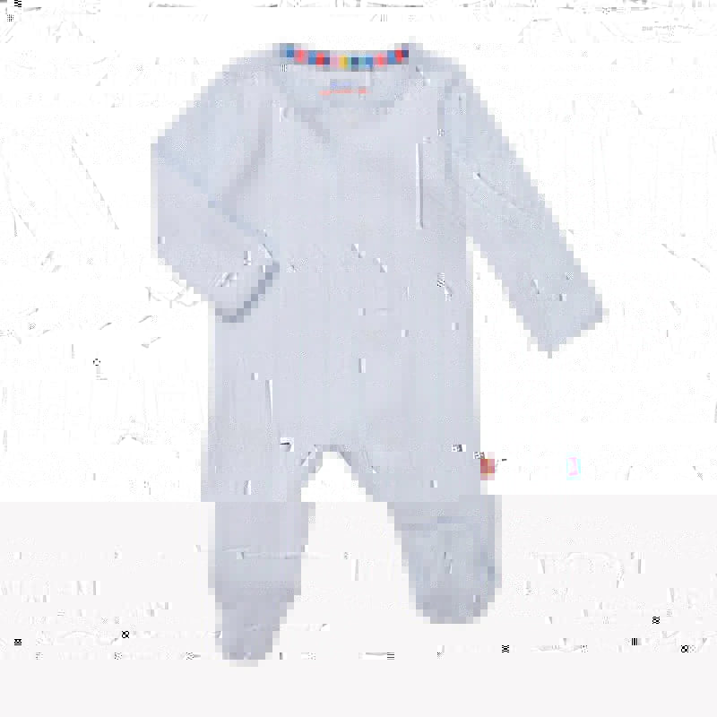 Organic Cotton Magnetic Footie - Love Lines Pointelle