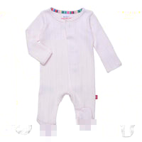 Organic Cotton Magnetic Footie - Love Lines Pointelle